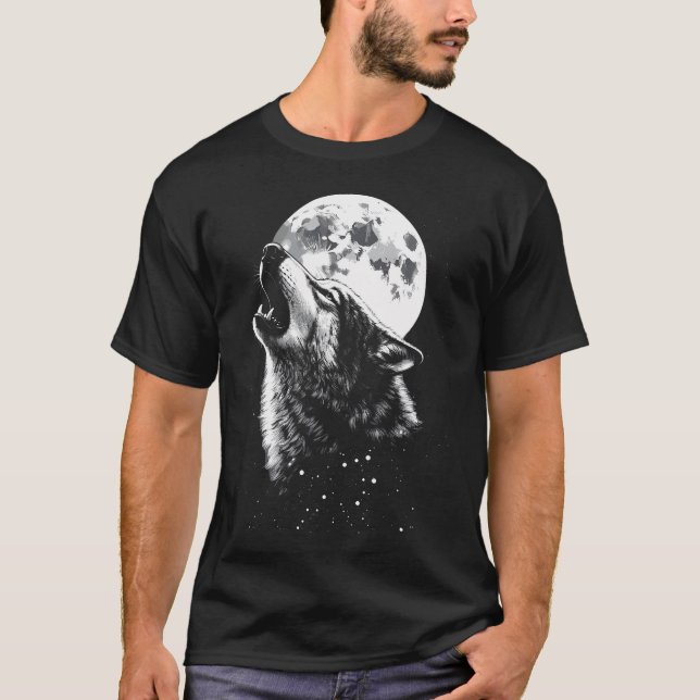 T-shirt Loup Hurlement Lune Loup (Devant)