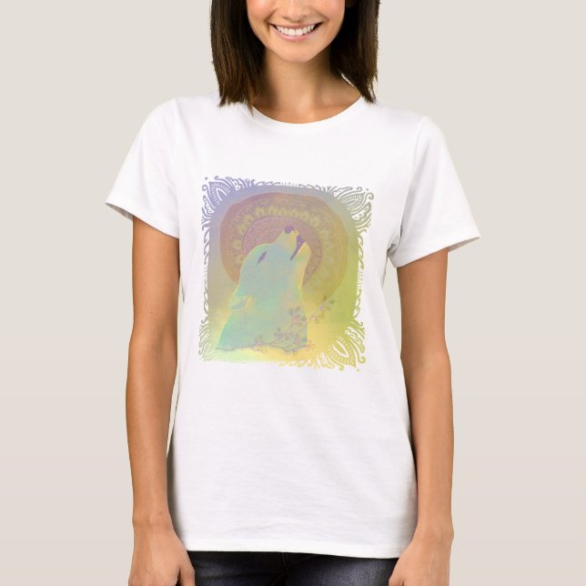 T-shirt Loup hurleur et ornement mandala (Devant)