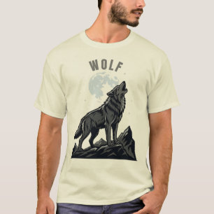 T-Shirt Loup Hurleur Lune – Design Loup Solitaire