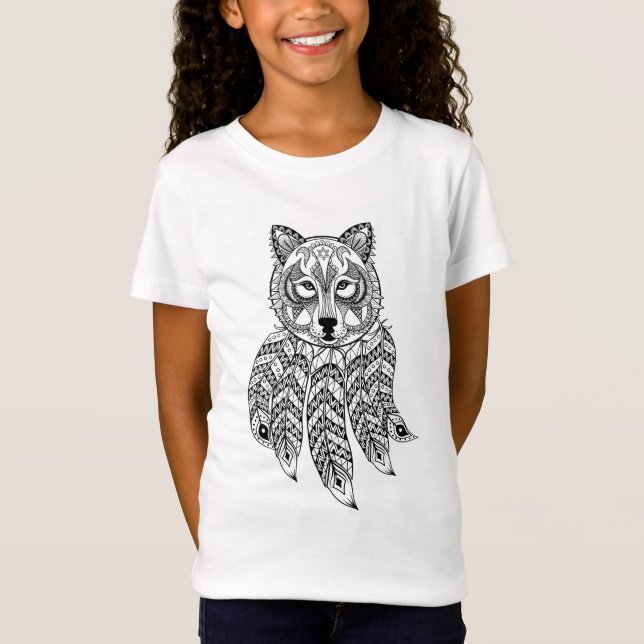 T-Shirt Loup inspiré avec Dreamcatcher (Devant)