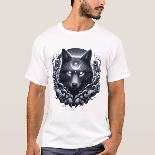 T-shirt "Loup lunaire - Gardien du royaume mystique" (Devant)