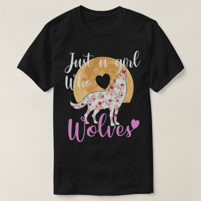 T-shirt loup lunes hurler loups loups amoureux loups amour (Design devant)