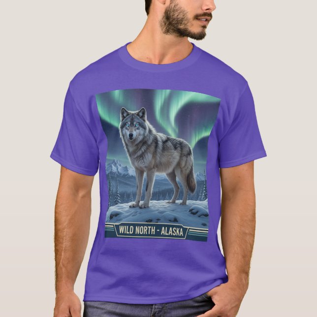 T-shirt Loup majestueux 🌌 ❄️ | Northern Lights Wildlife A (Devant)