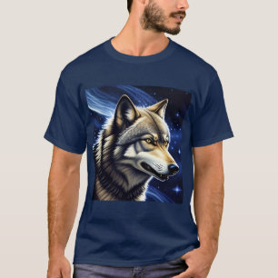 T-shirt Loup Majestueux Sous un Ciel Étoilé