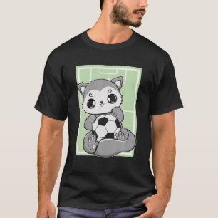 T-shirt Loup mignon Avec Football Jouer Football Team Spor