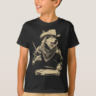T-shirt Loup mignon jouant à la Ds Cowboy drôle Animal de