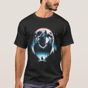T-shirt Loup mystique hurlant à la lune Sauvagerie Loup au