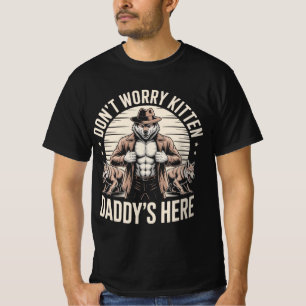 T-shirt Loup Ne T'inquiète Pas Chatons Papa Est Là Mème Cr