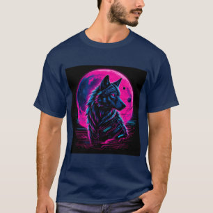 T-shirt Loup néon cyberpunk vibrant