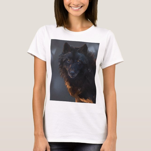 T-shirt Loup noir (Devant)