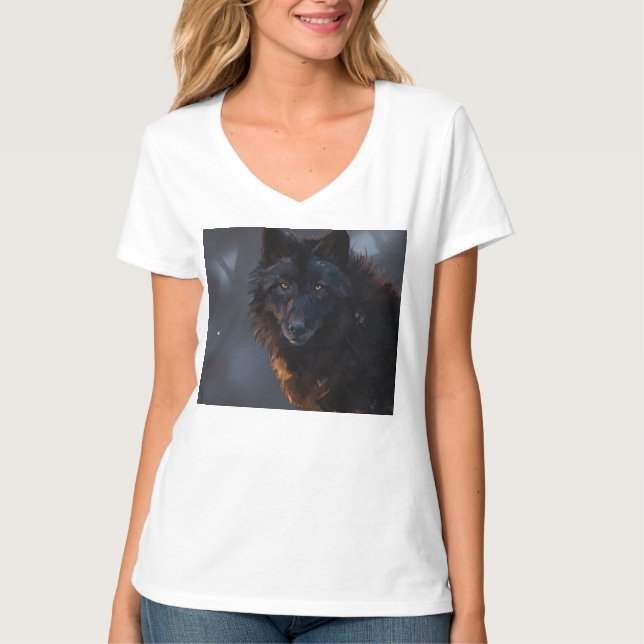 T-shirt Loup noir (Devant)