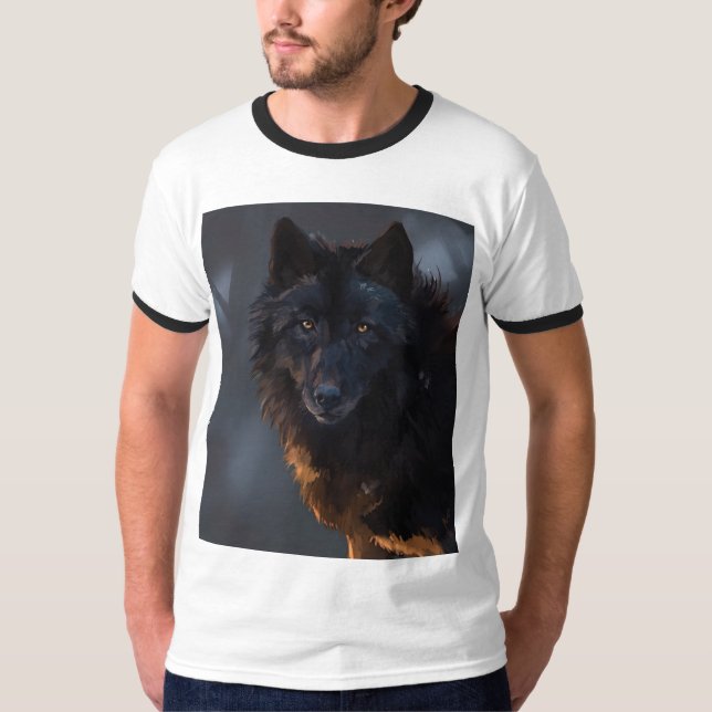 T-shirt Loup noir (Devant)