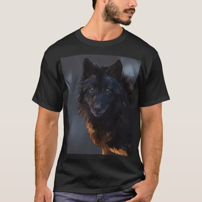 T-shirt Loup noir (Devant)