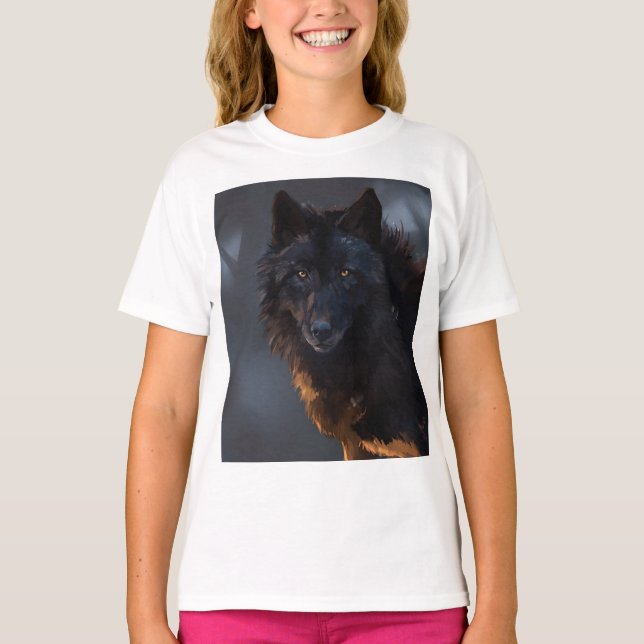 T-shirt Loup noir (Devant)