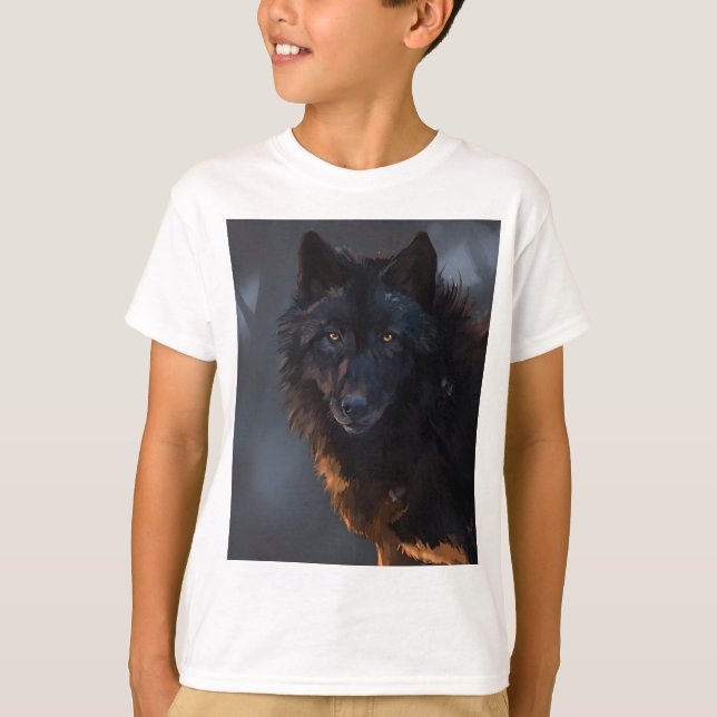 T-shirt Loup noir (Devant)