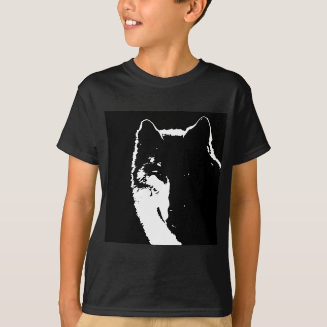 T-shirt Loup noir et blanc (Devant)