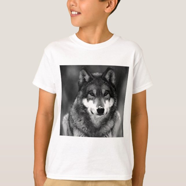 T-shirt Loup noir et blanc (Devant)