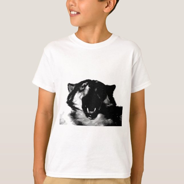 T-shirt Loup noir et blanc (Devant)