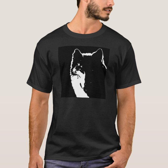 T-shirt Loup noir et blanc (Devant)
