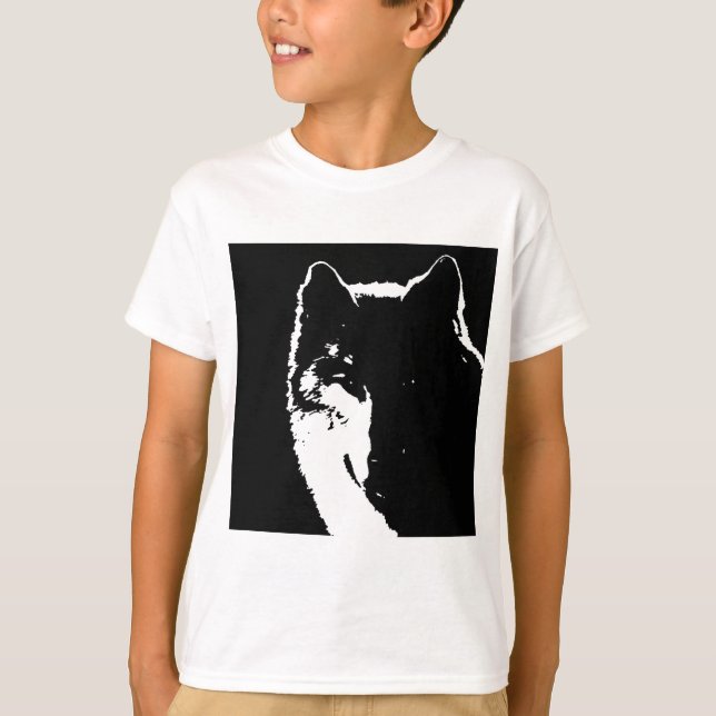 T-shirt Loup noir et blanc (Devant)