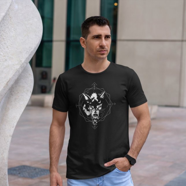 T-shirt Loup noir et blanc (Créateur téléchargé)