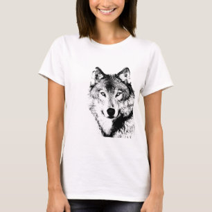 T-shirt Loup noir et blanc