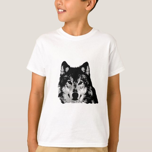 T-shirt Loup noir et blanc (Devant)