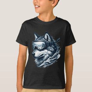 T-shirt Loup portant des lunettes de ski snowboard loup sk