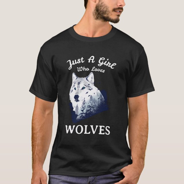 T-shirt Loup Pour Femmes Enfants Juste Une Fille Qui Aime  (Devant)