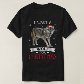 T-shirt Loup pour Noël Conception de vacances mignonne