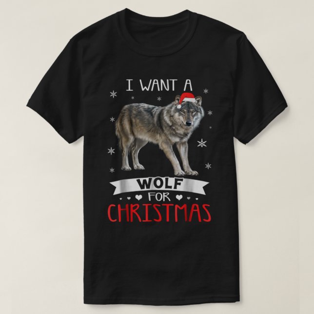 T-shirt Loup pour Noël Conception de vacances mignonne (Design devant)
