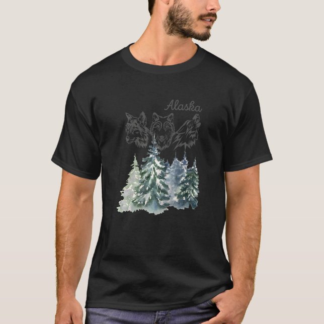 T-shirt Loup Pour Vacances En Alaska (Devant)