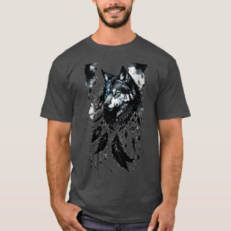T-shirt loup, prédateur, attrapeur de rêves, amulet, talis