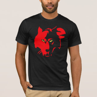 T-shirt Loup rouge sur la pièce en t noire
