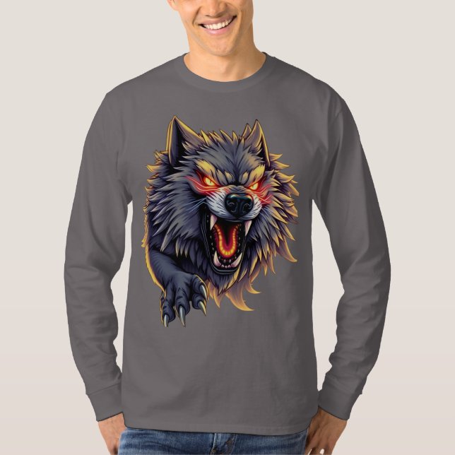 T-shirt Loup rugissant - Fierce Attitude Design graphique (Devant)