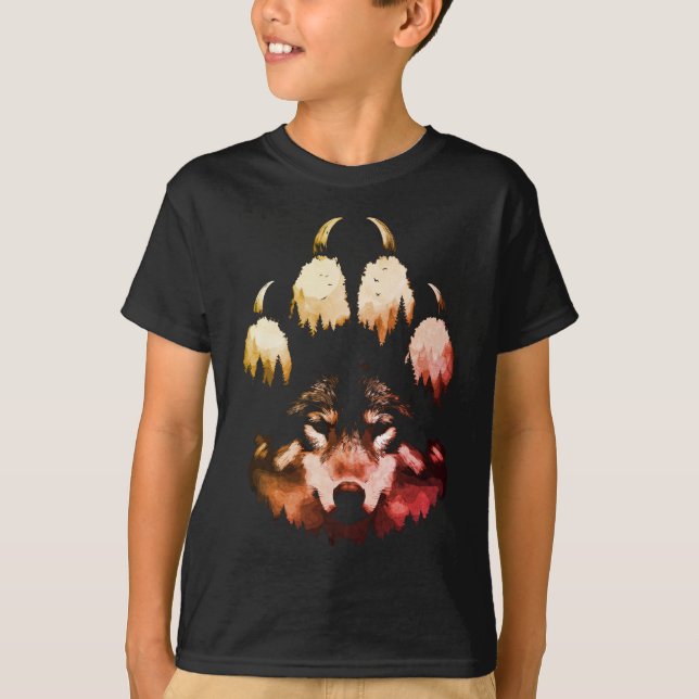 T-shirt Loup solitaire. Âme sauvage (Devant)