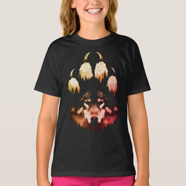 T-shirt Loup solitaire. Âme sauvage (Devant)