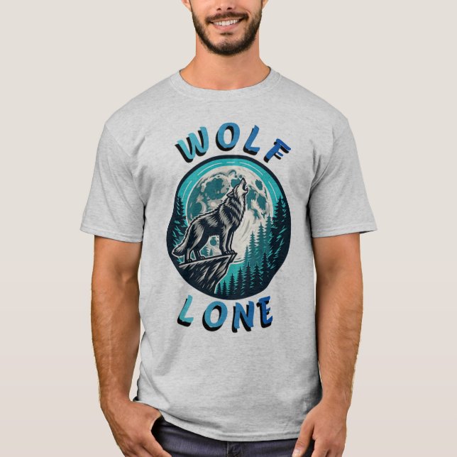 T-shirt Loup solitaire hurlant à la lune (Devant)
