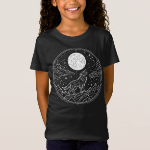 T-Shirt Loup solitaire mystique hurlant à la Lune