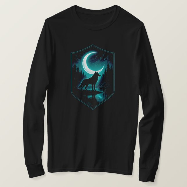 T-shirt Loup solitaire mystique par la rivière Moonlit | N (Design devant)