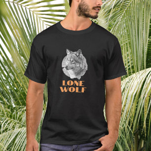 T-shirt "Loup Solitaire" ou Votre Message, Art du Loup Gri