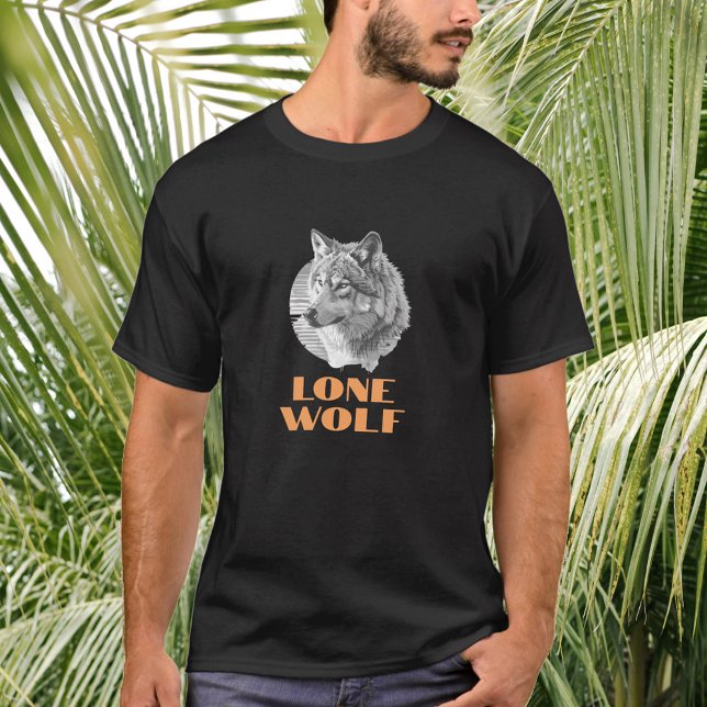 T-shirt "Loup solitaire" ou votre message, l'art loup gris (Créateur téléchargé)