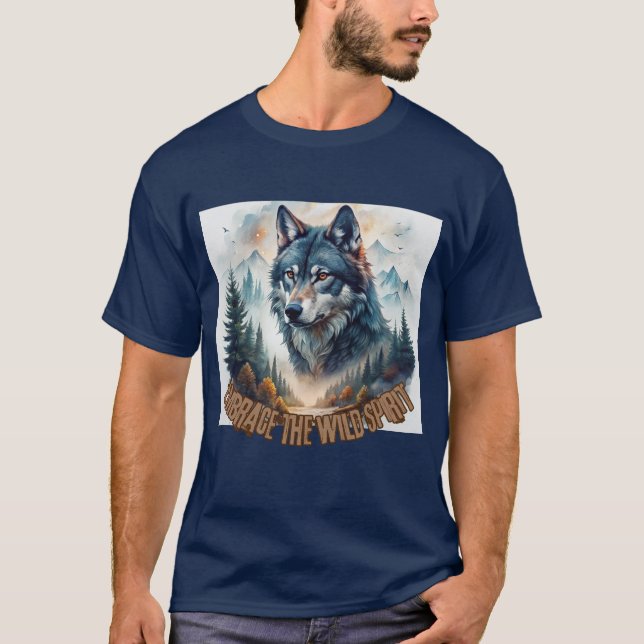 T-shirt Loup solitaire sur les sommets (Devant)