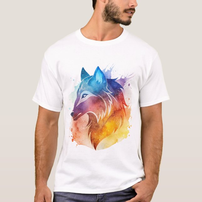 T-shirt loup Splash couleur d'eau (Devant)