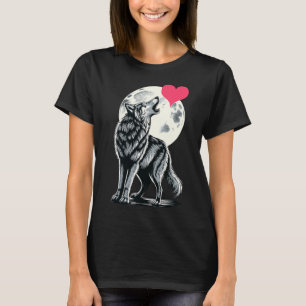 T-shirt Loup tenant un cœur Saint-Valentin Jolies Loups Va
