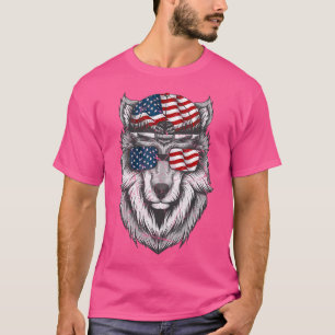 T-shirt Loup Usa 4 Juillet Drapeau Américain Hommes Femmes