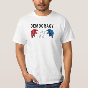 T-shirt Loups de la démocratie deux et un agneau