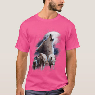 T-shirt Loups de l'espace Loup de neige cosmique hurlant à