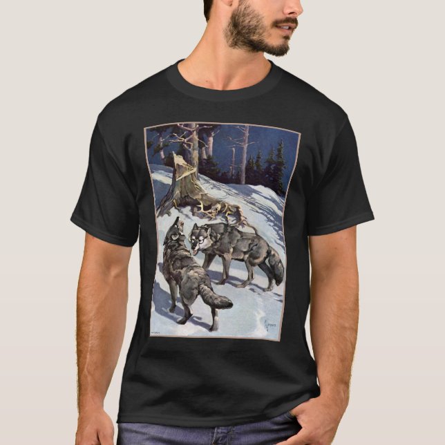 T-shirt Loups d'hiver (habillement foncé) (Devant)