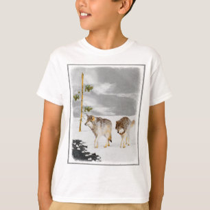 T-shirt Loups en peinture sur neige - Art original de la f